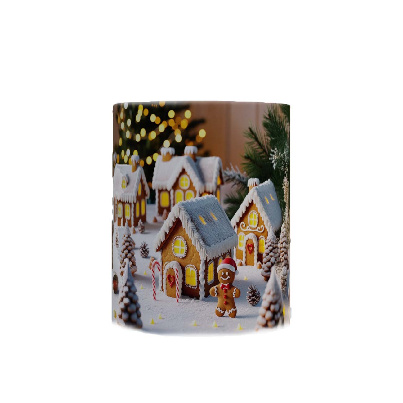 Taza con Escena de Casas de Jengibre