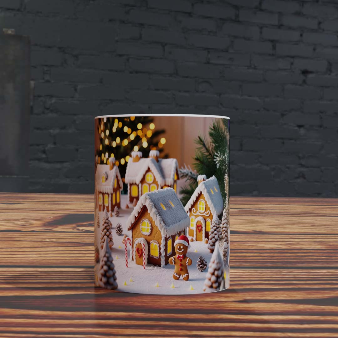 Taza con Escena de Casas de Jengibre