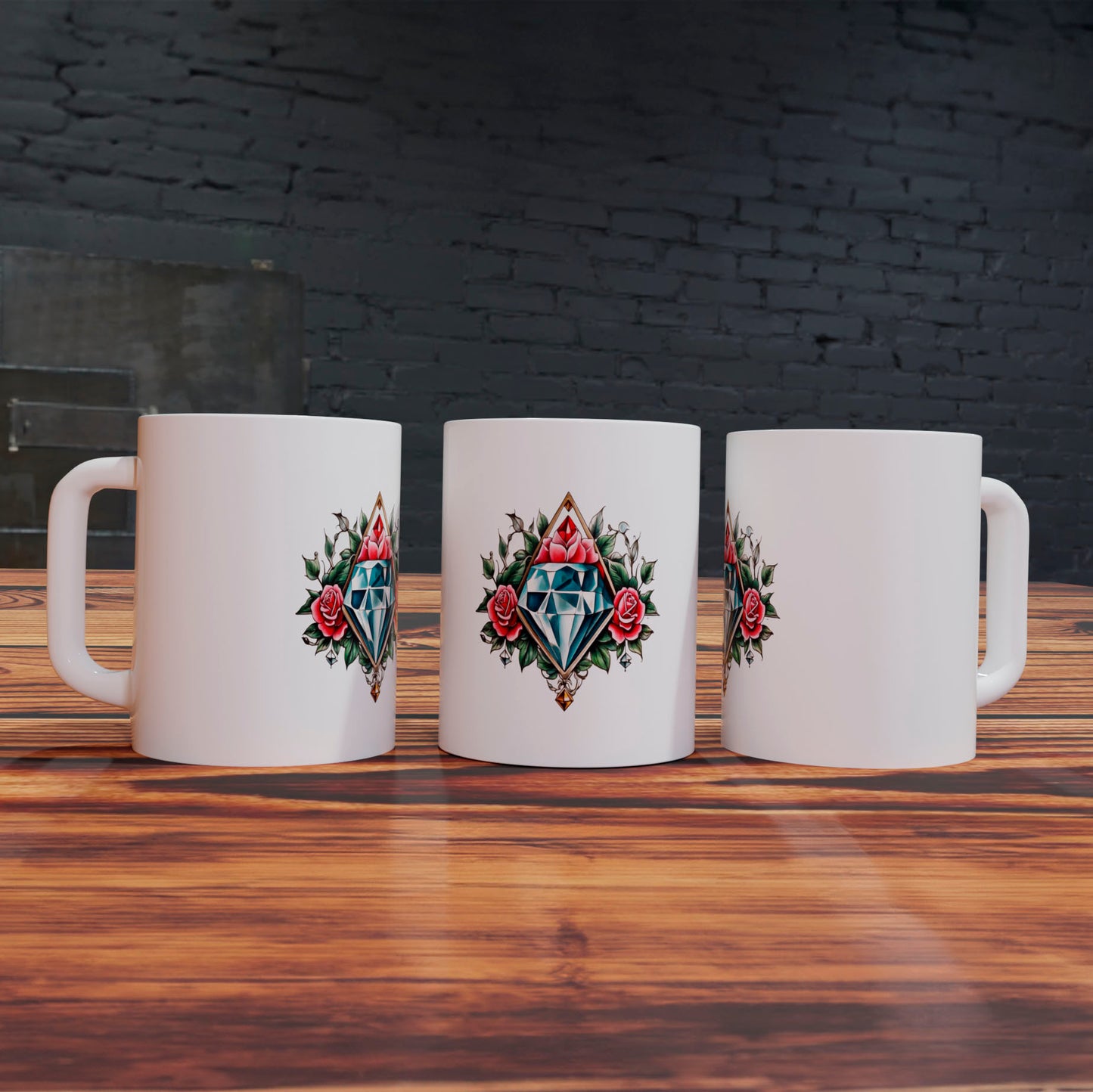 Taza con Diamante y Flores