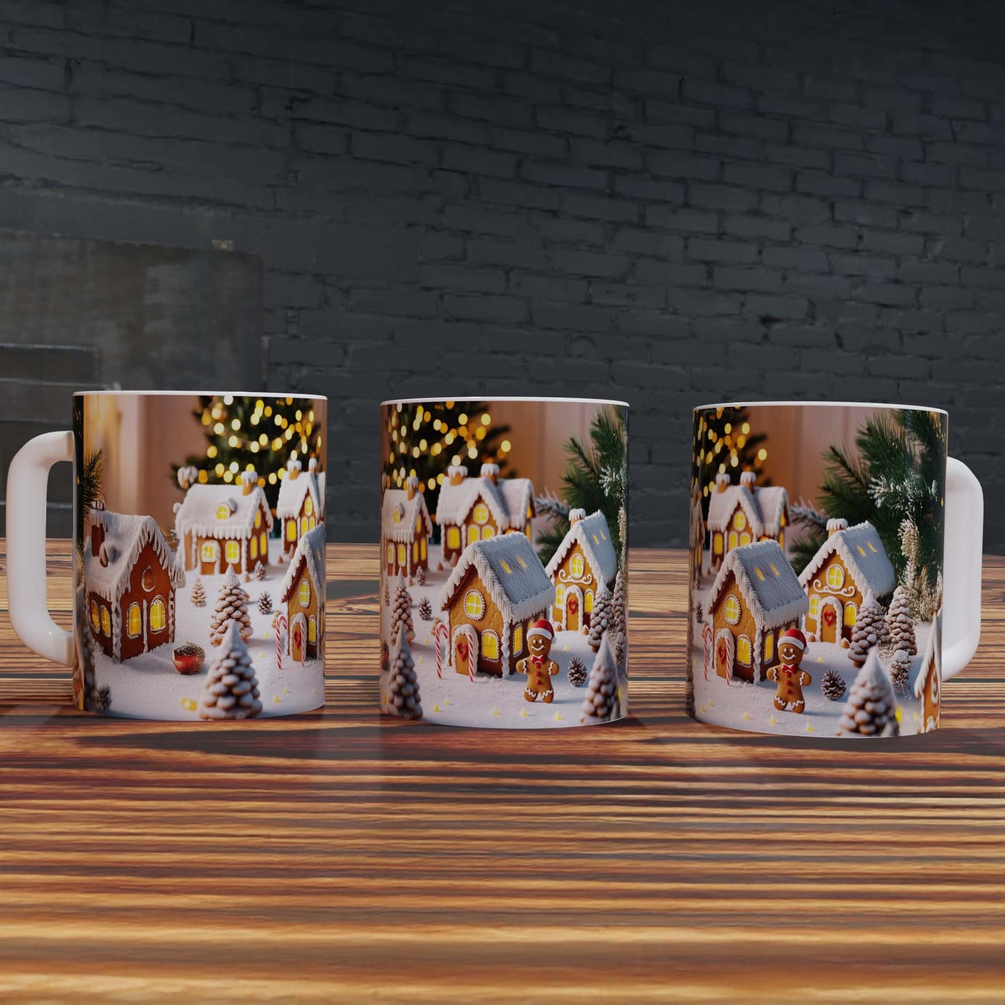 Taza con Escena de Casas de Jengibre