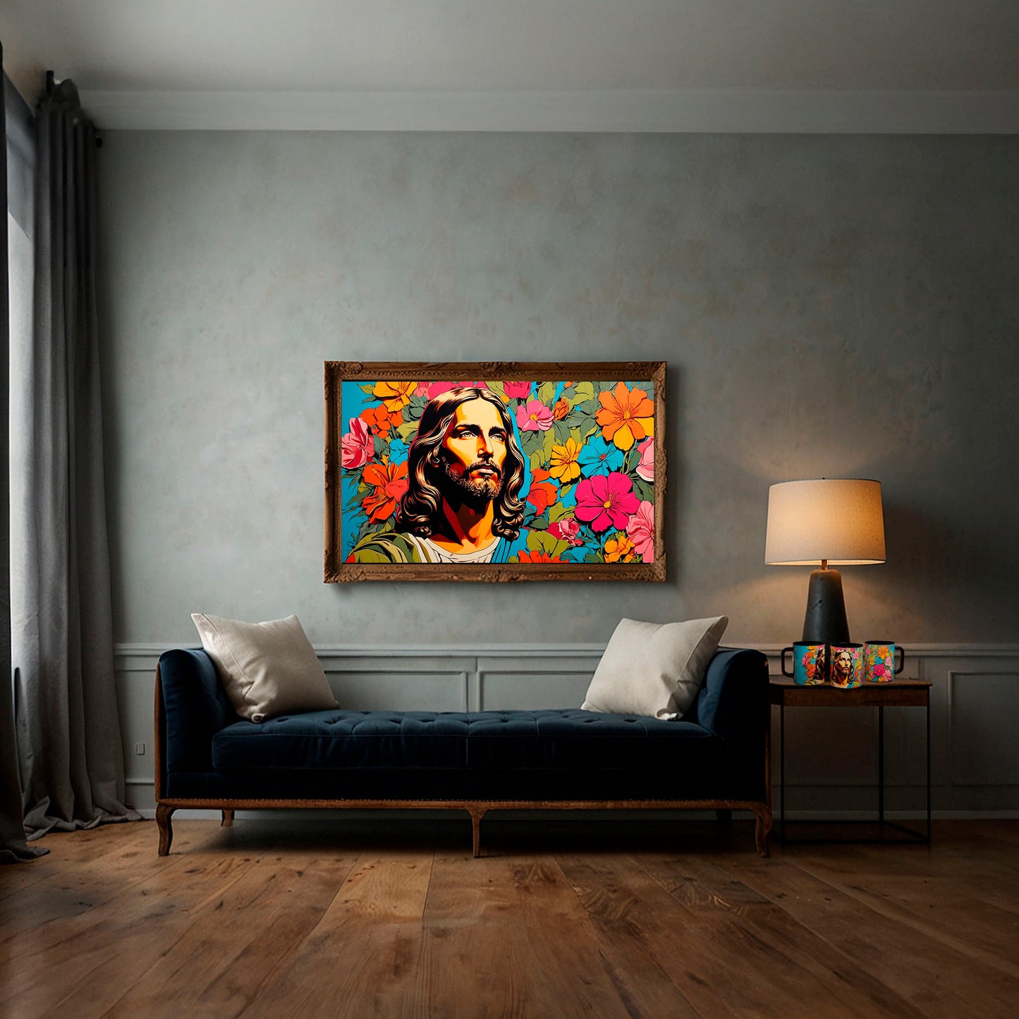 Jesús Con Flores Colores Vivos BBM