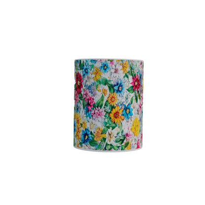 Taza Blanca Flores de colores