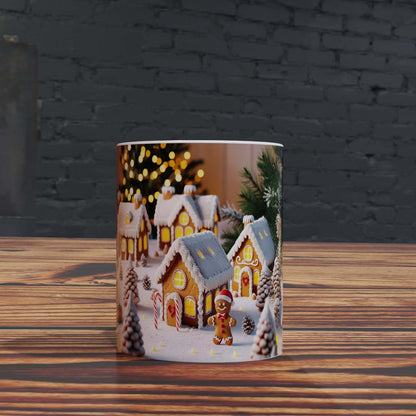 Taza con Escena de Casas de Jengibre