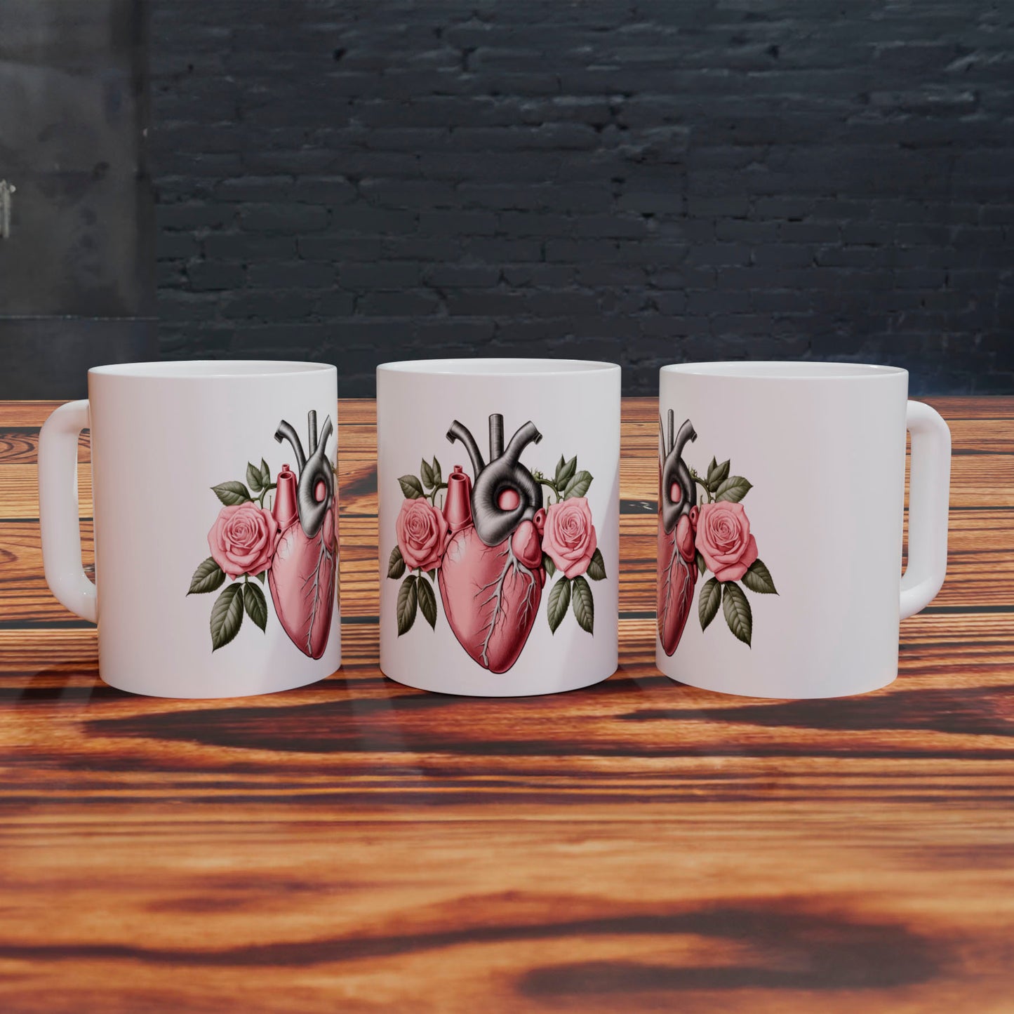 Amor Anatómico: Taza con Corazón y Rosas