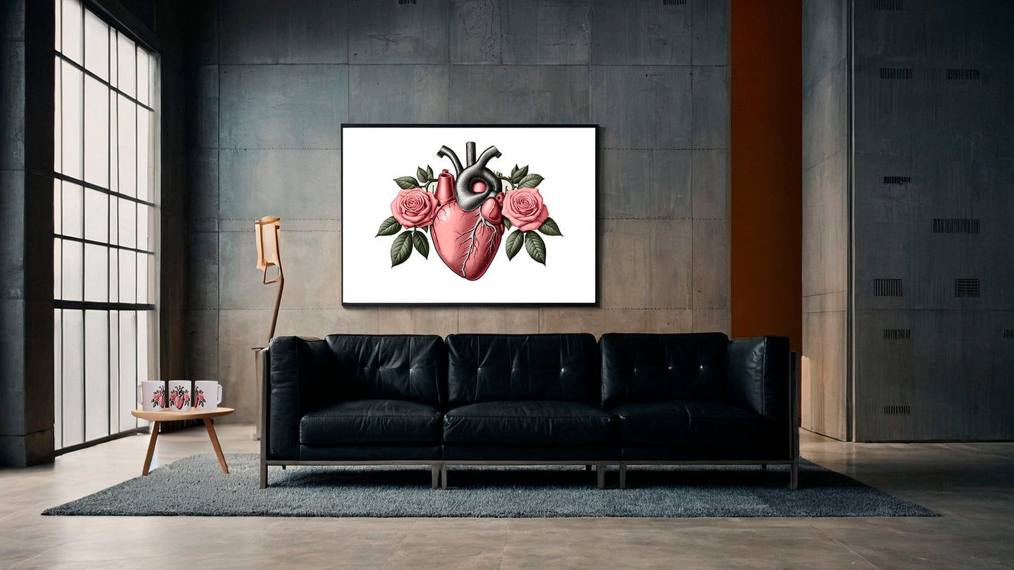 Amor Anatómico: Taza con Corazón y Rosas